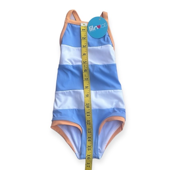 Lilo Tati Neon Colorblock Orange NWT, blue and white stripes, Size 3 - Picture 3 of 9